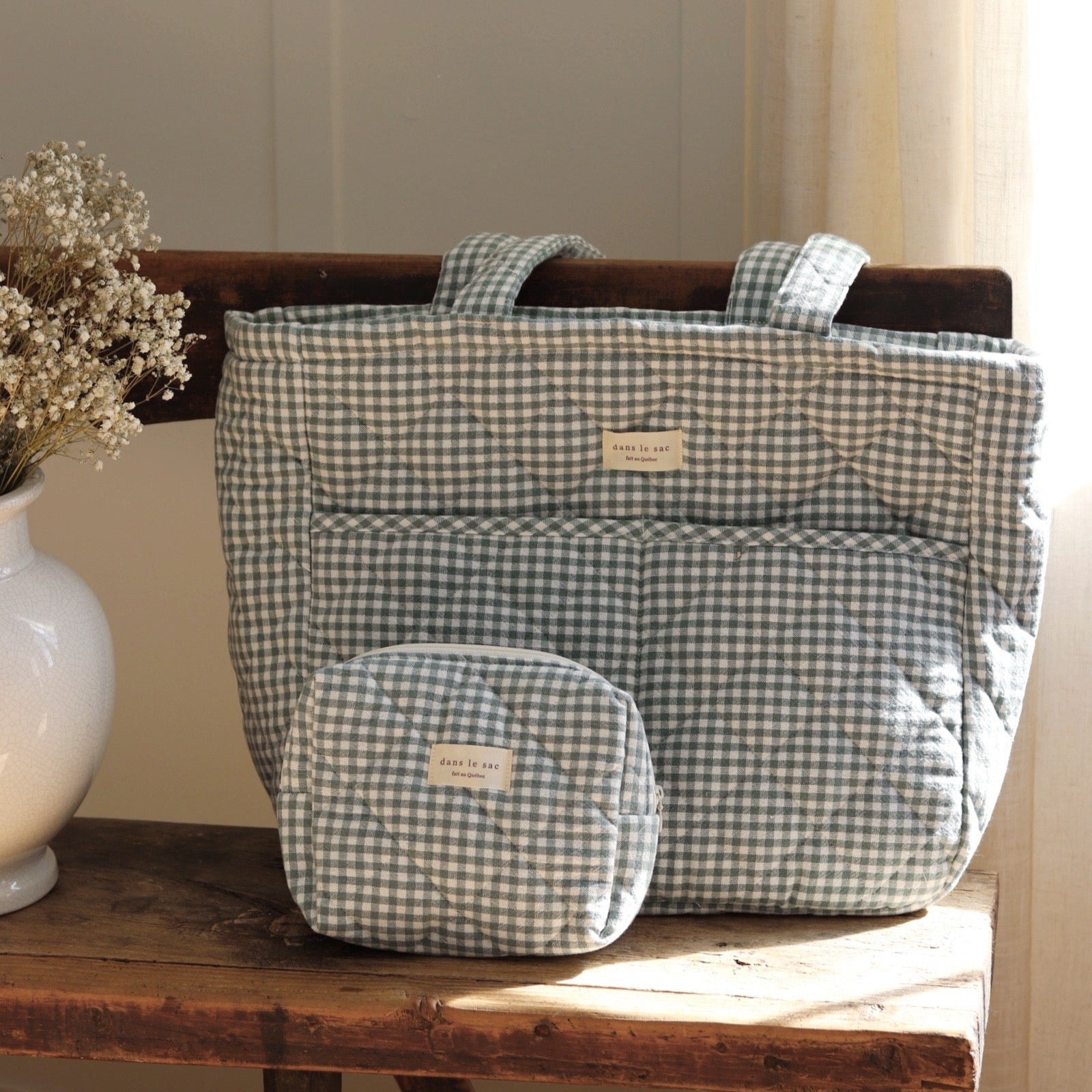 Gingham MAMA set Diaper bag and pouch