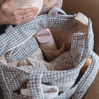 sac a couches vichy sauge ouvert