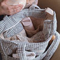 sac a couches vichy sauge ouvert