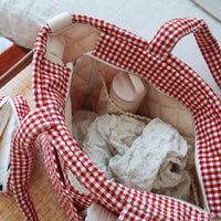 sac a couches vichy rouge ouvert