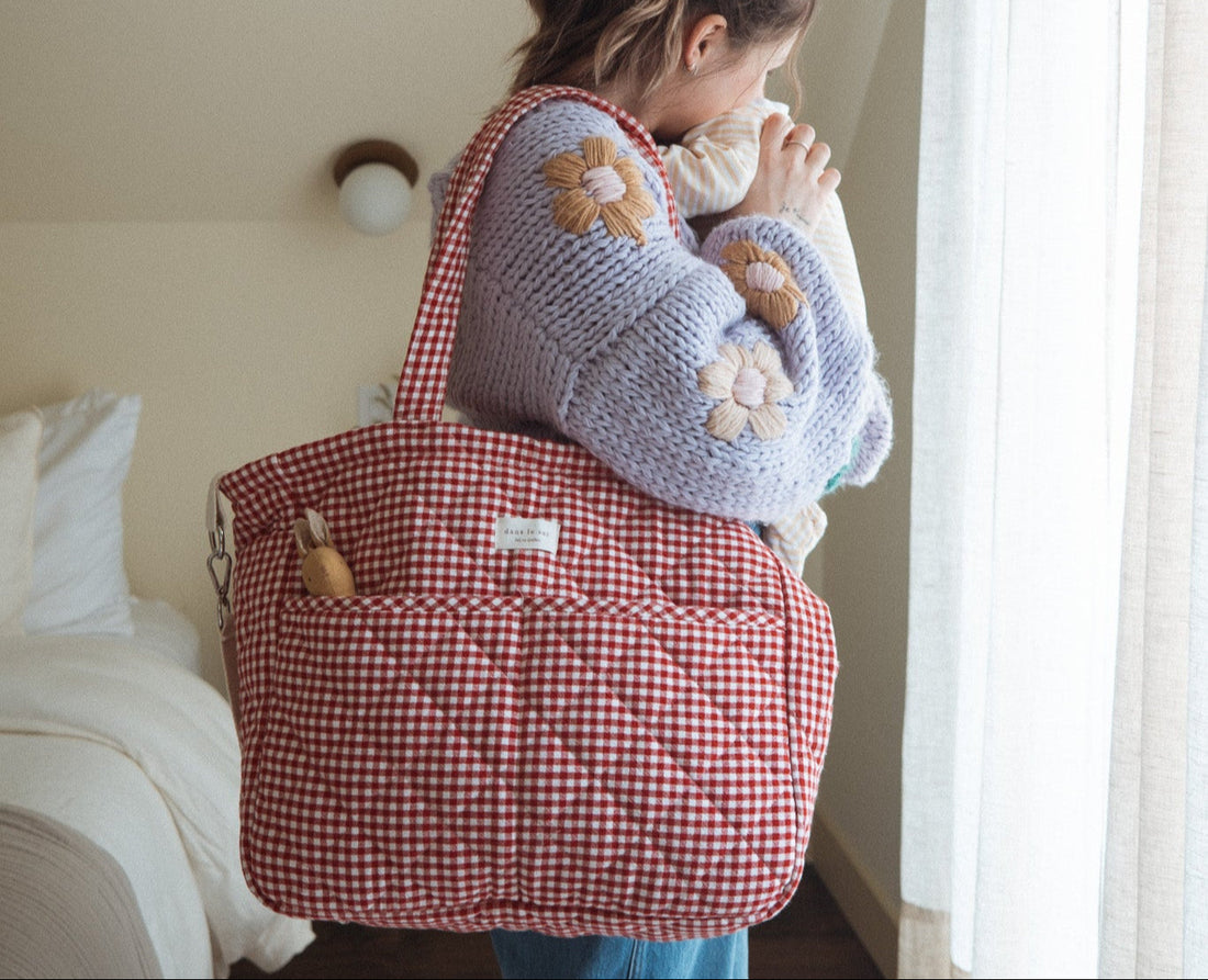 sac a couches vichy rouge