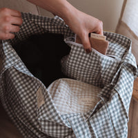sac vichy sauge avec poche intérieure