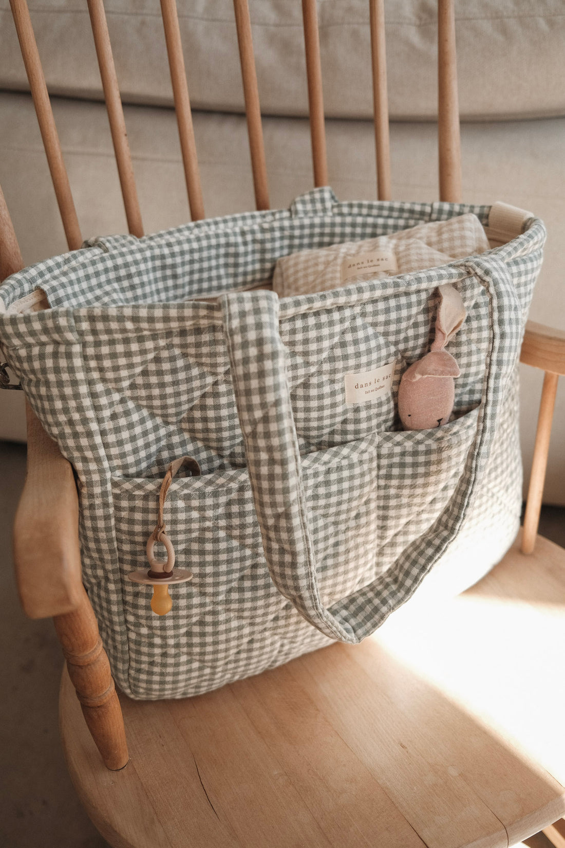 Ensemble MAMA Vichy - Sac à couches et pochette