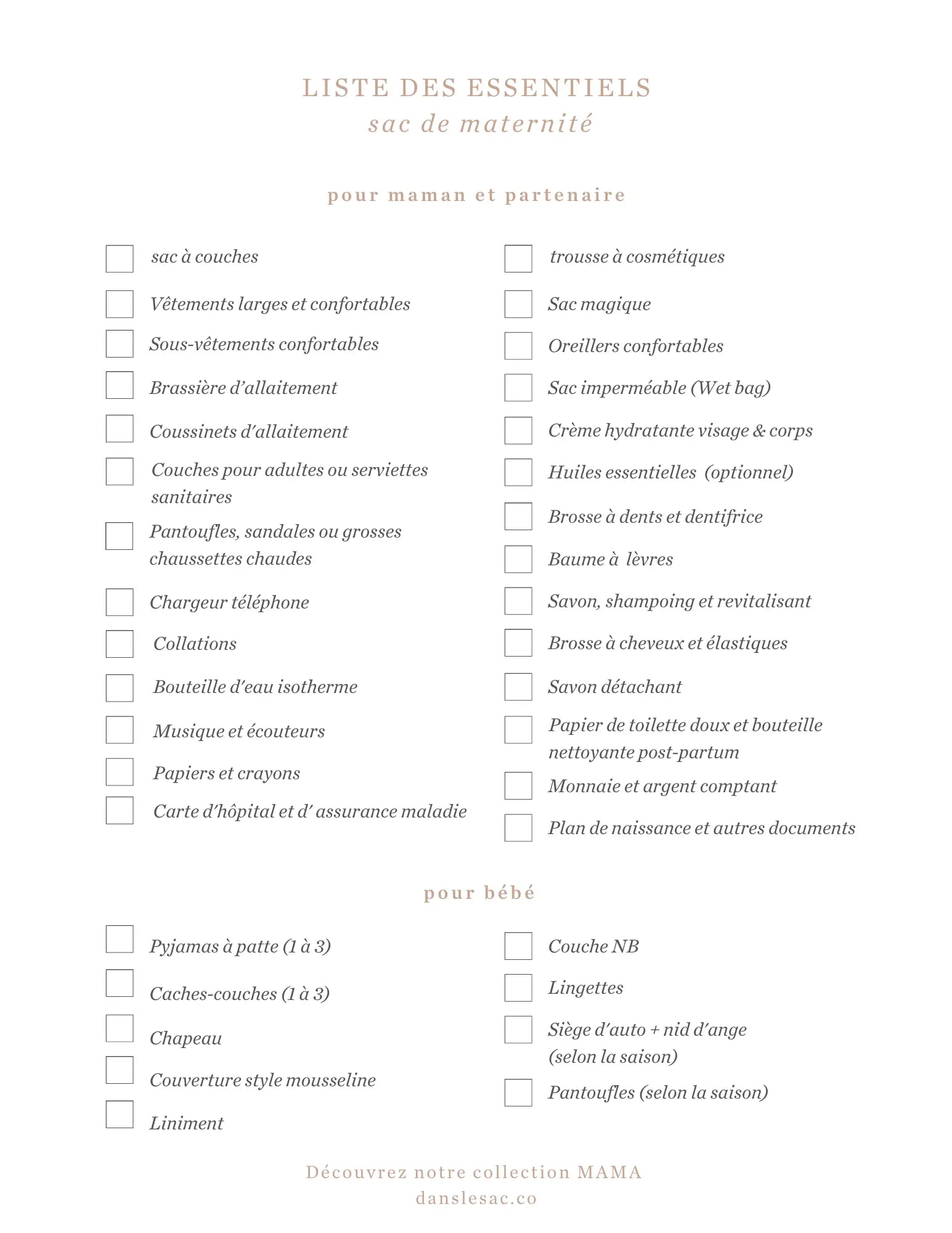 Liste de maternite a telecharger