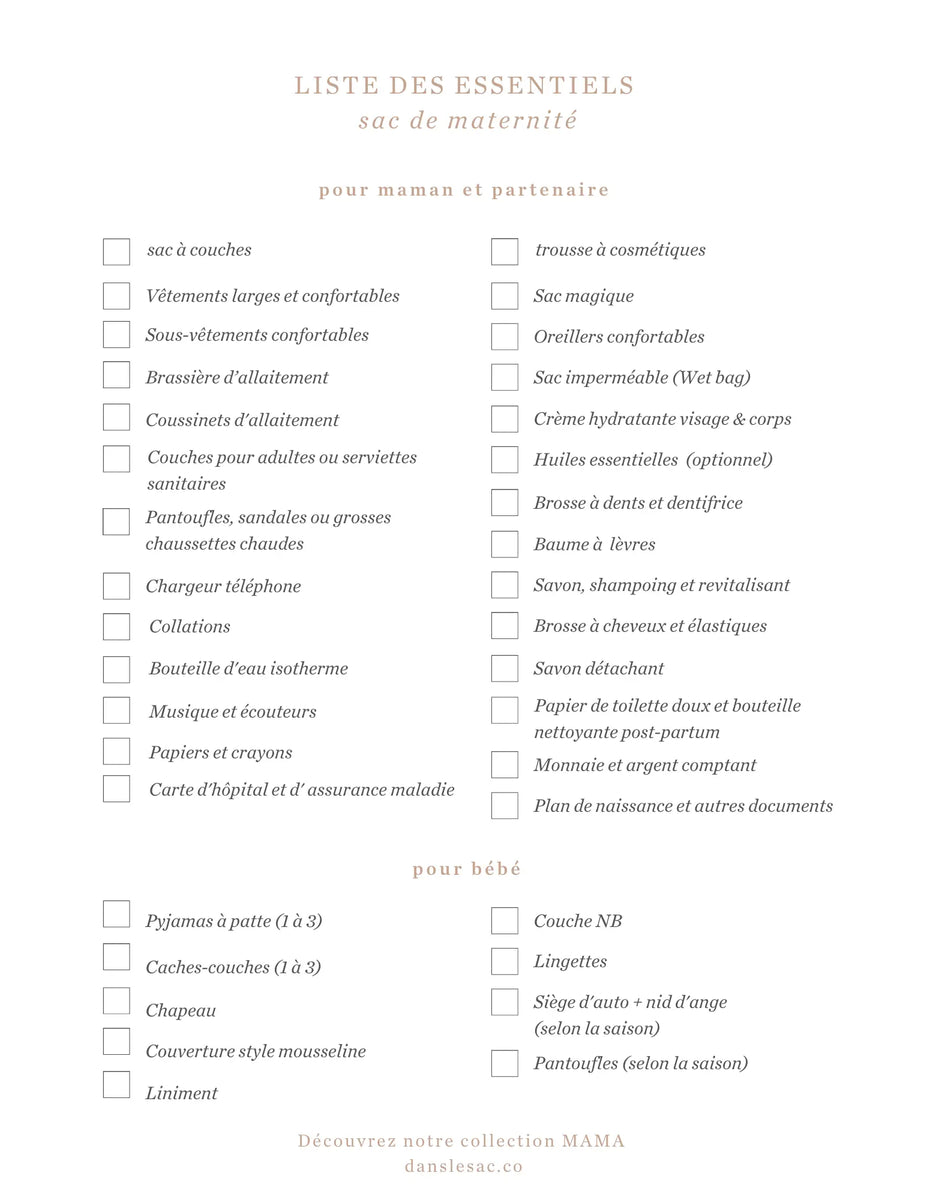 Liste de maternité à télécharger