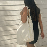 Organic cotton striped beach tote bag