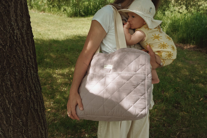 Sac à couches matelassé en coton biologique, fabriqué au Québec