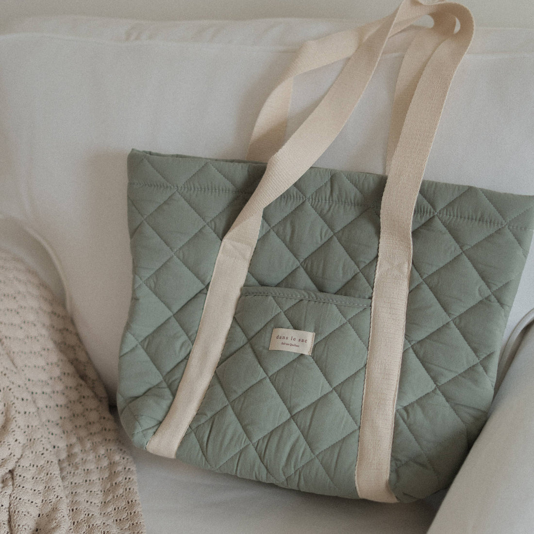 Sac Fourre-tout En Coton Matelassé Imprimé Floral - Grand Modèle 38x46 Cm, Poignées Longues | Idéal Courses, Marché, Plage