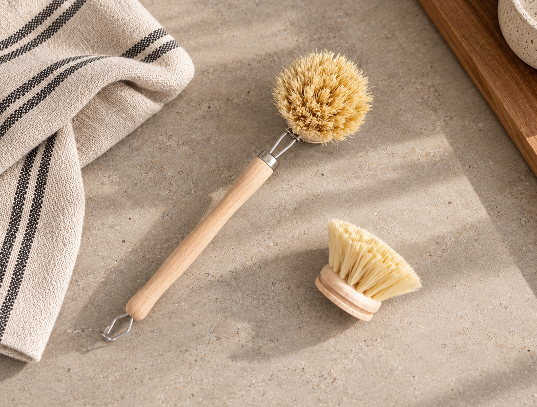 Brosse à vaisselle en sisal – Manche en bois