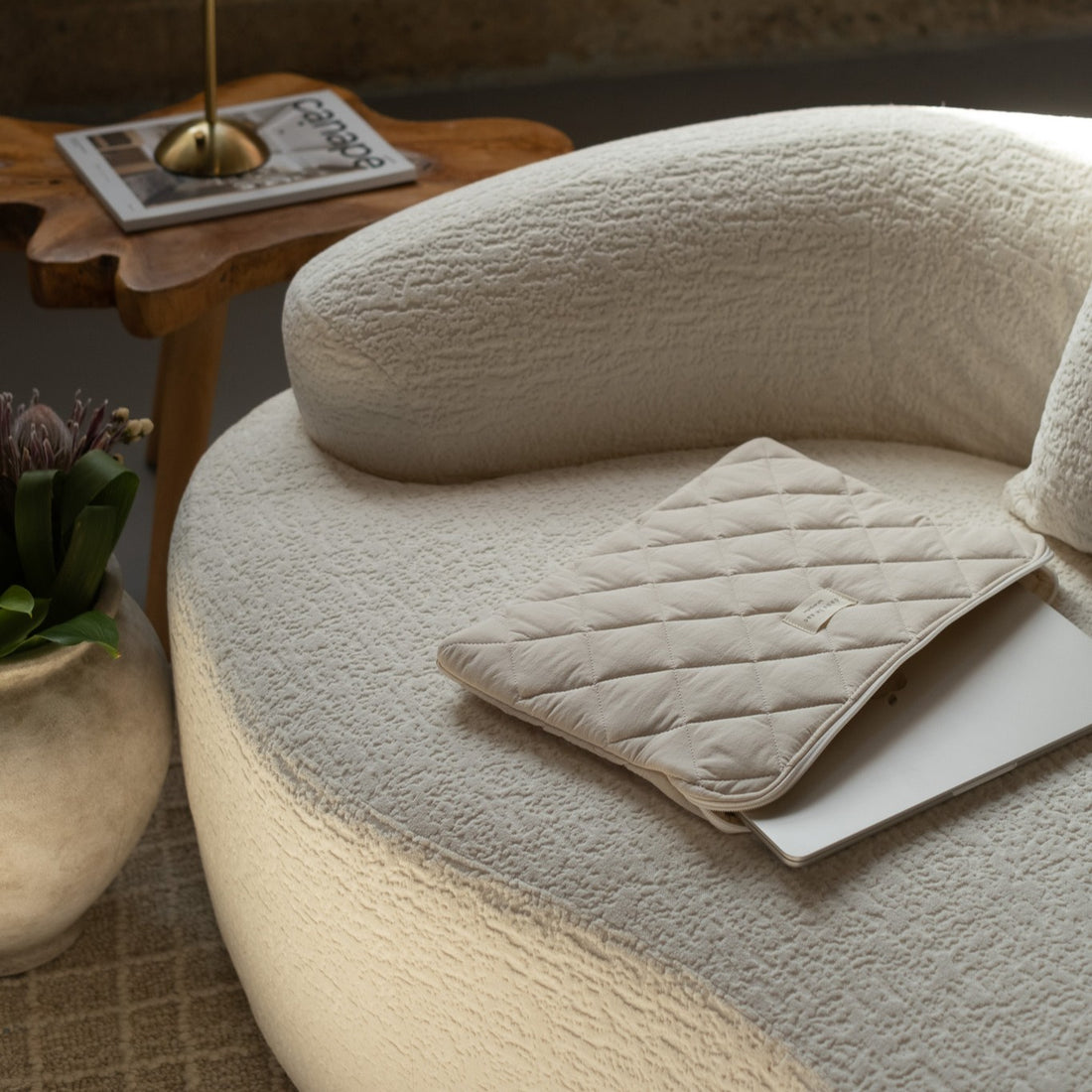 pochette pour ordinateur creme