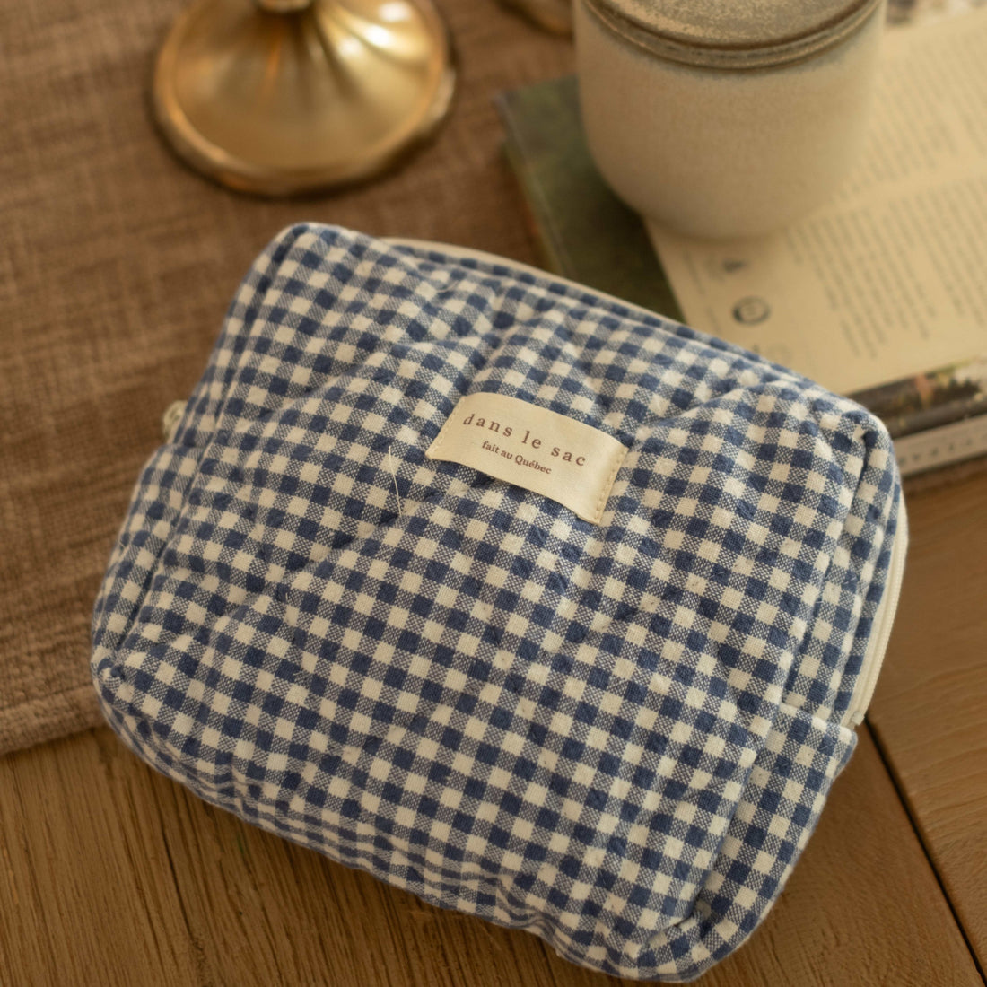 Pochette matelassée en coton biologique - Collection Vichy