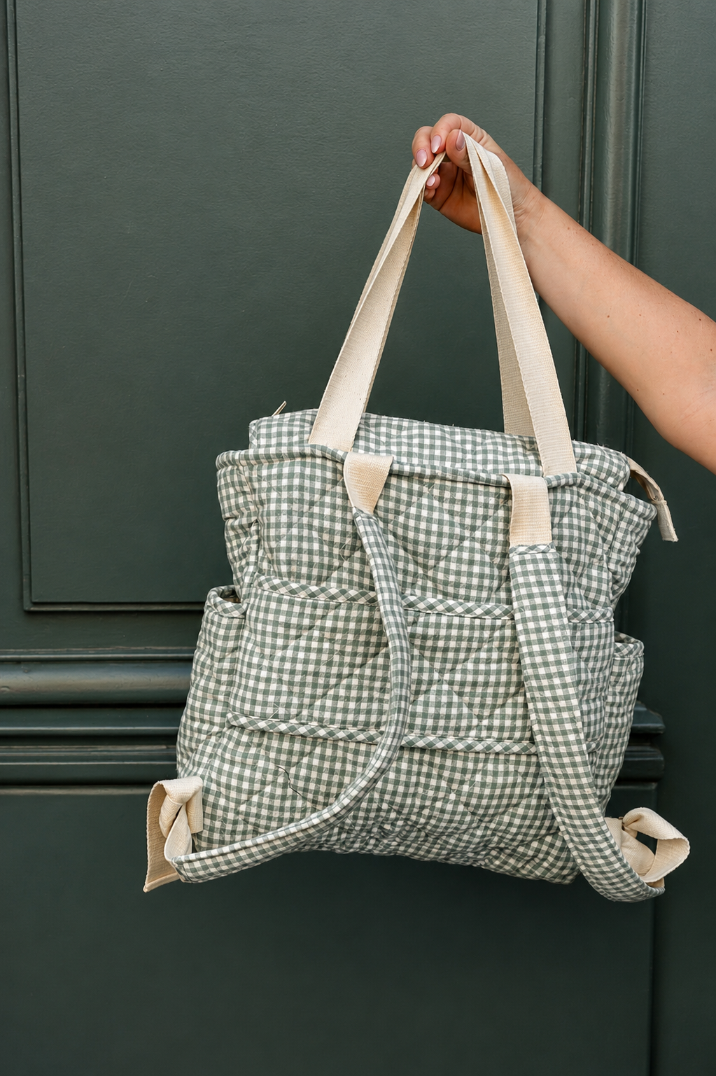 Convertible quilted backpack