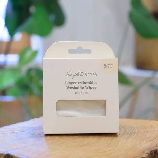 Paquet de 5 lingettes lavables en bambou doux pour bébé