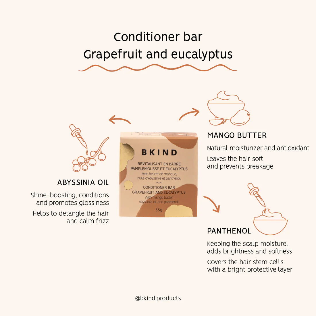 Revitalisant en barre pour cheveux normaux à gras – Pamplemousse et eucalyptus
