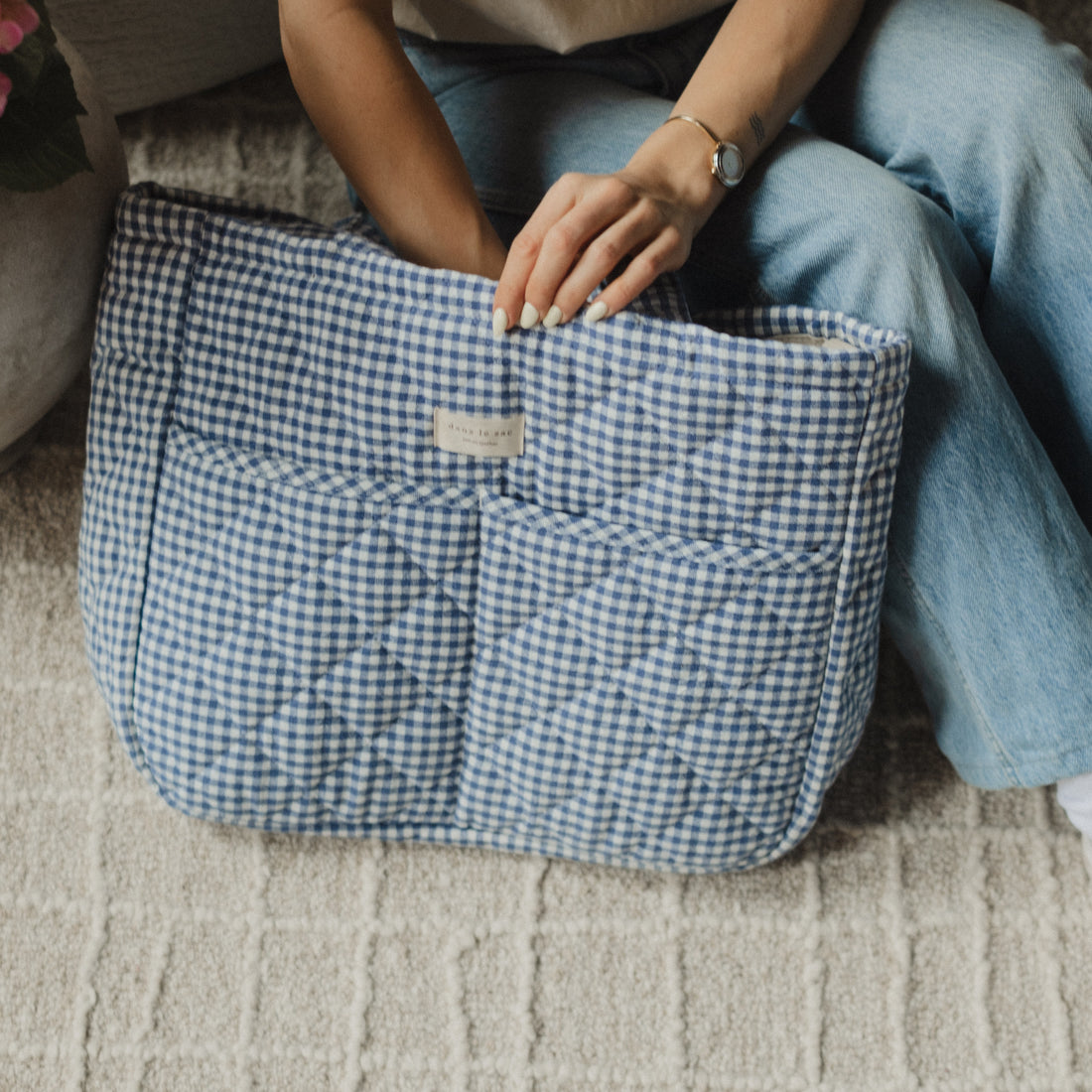 sac à couches vichy marine