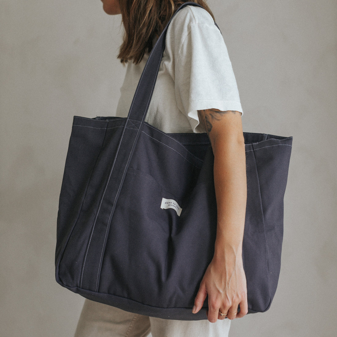large tote charcoal