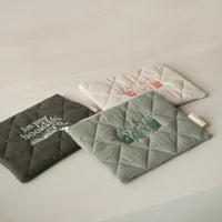 pochette liseuse crème, vert et menthe