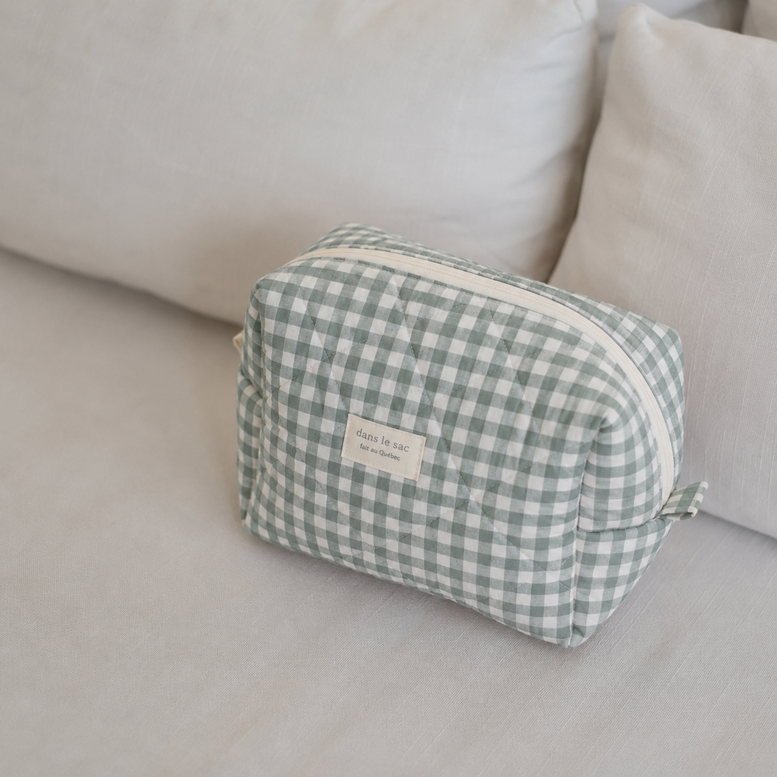 pochette xl - dans le sac, vichy sauge