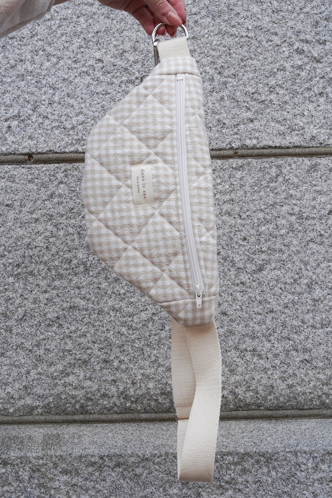 sac banane matelassée vichy beige