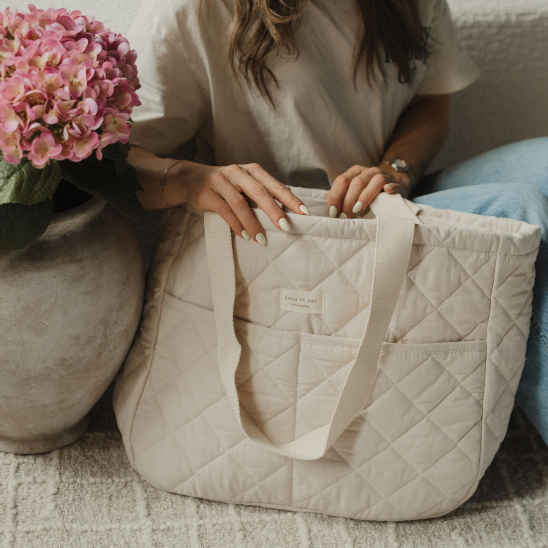Grand sac à couches en coton biologique pour bébé