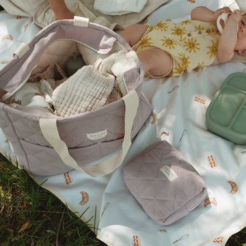 Ensemble MAMA Pomme / Lilas - Sac à couches et pochette