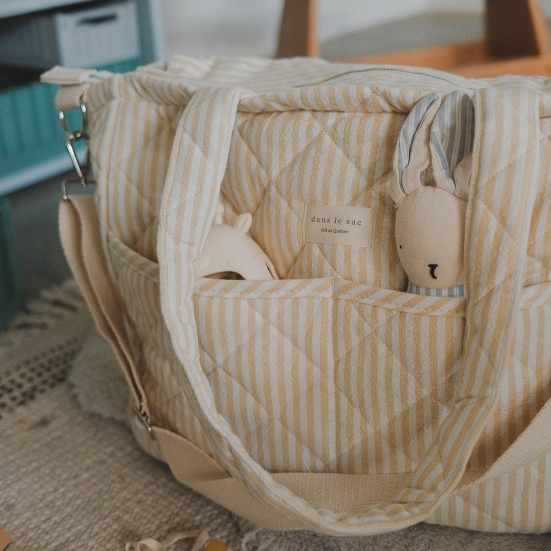 Ensemble collection rayée - Sac à couches et pochette