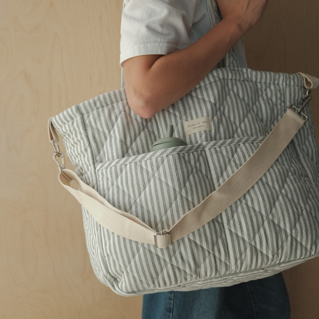 Ensemble collection rayée - Sac à couches et pochette