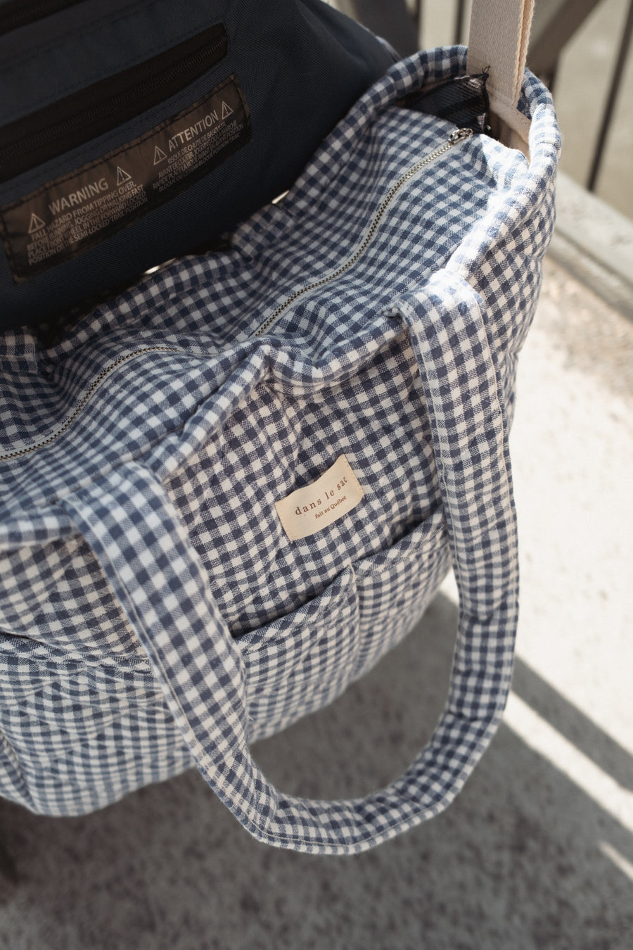 sac a couches vichy bleu
