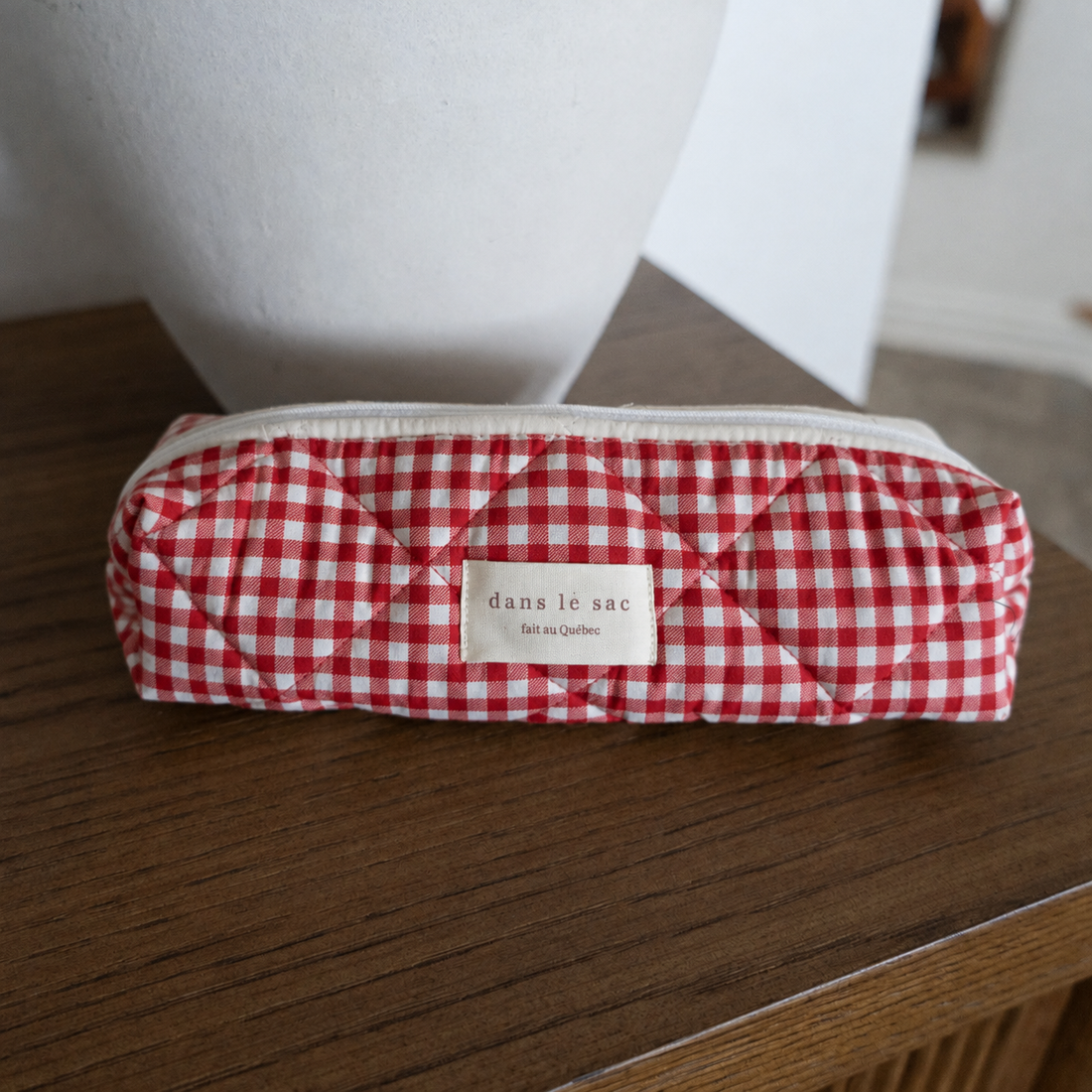 étui à crayons dans le sac - vichy rouge