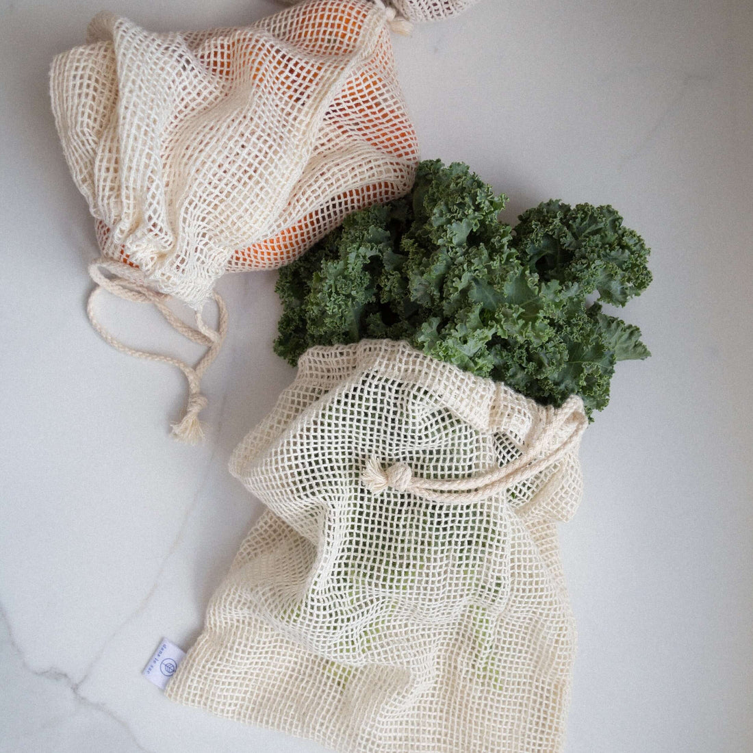 mesh bag cotton sac en filet réutilisable